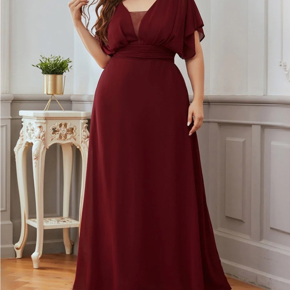 Ever Pretty Burgundy Maxi Dress